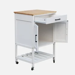 Carro de cocina con encimera de madera de pino