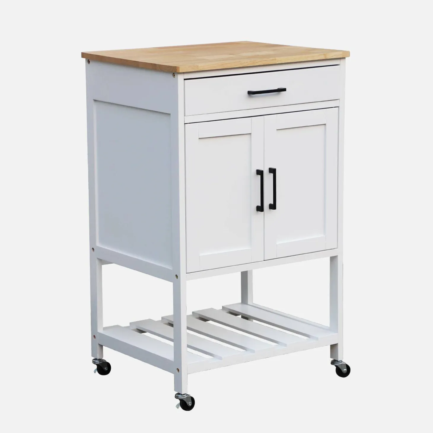Carro de cocina con encimera de madera de pino