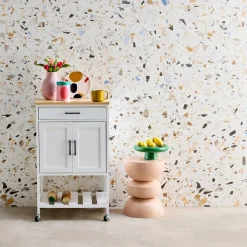 Carro de cocina con encimera de madera de pino