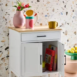 Carro de cocina con encimera de madera de pino