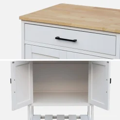 Carro de cocina con encimera de madera de pino