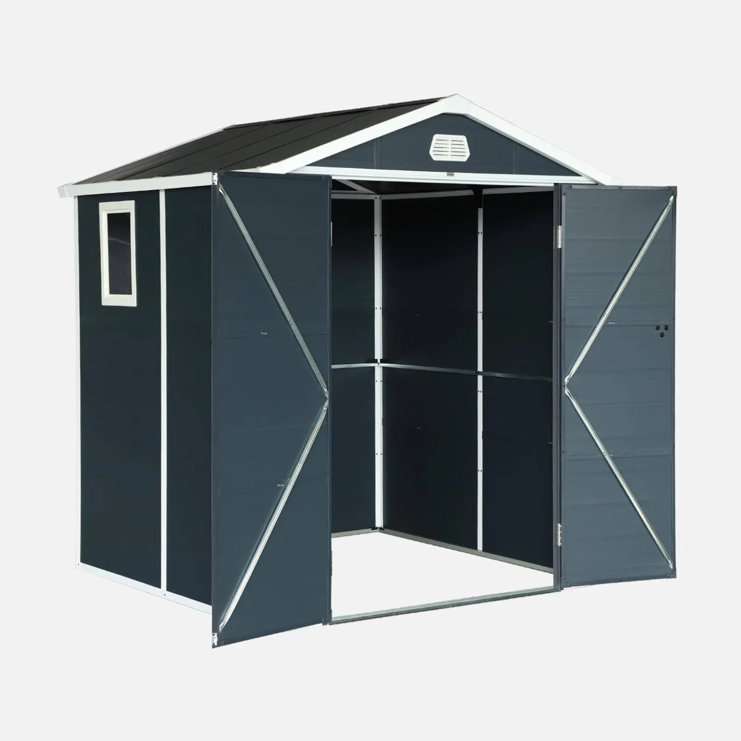 Caseta de jardín de plástico, estructura de aluminio, 3.65m²