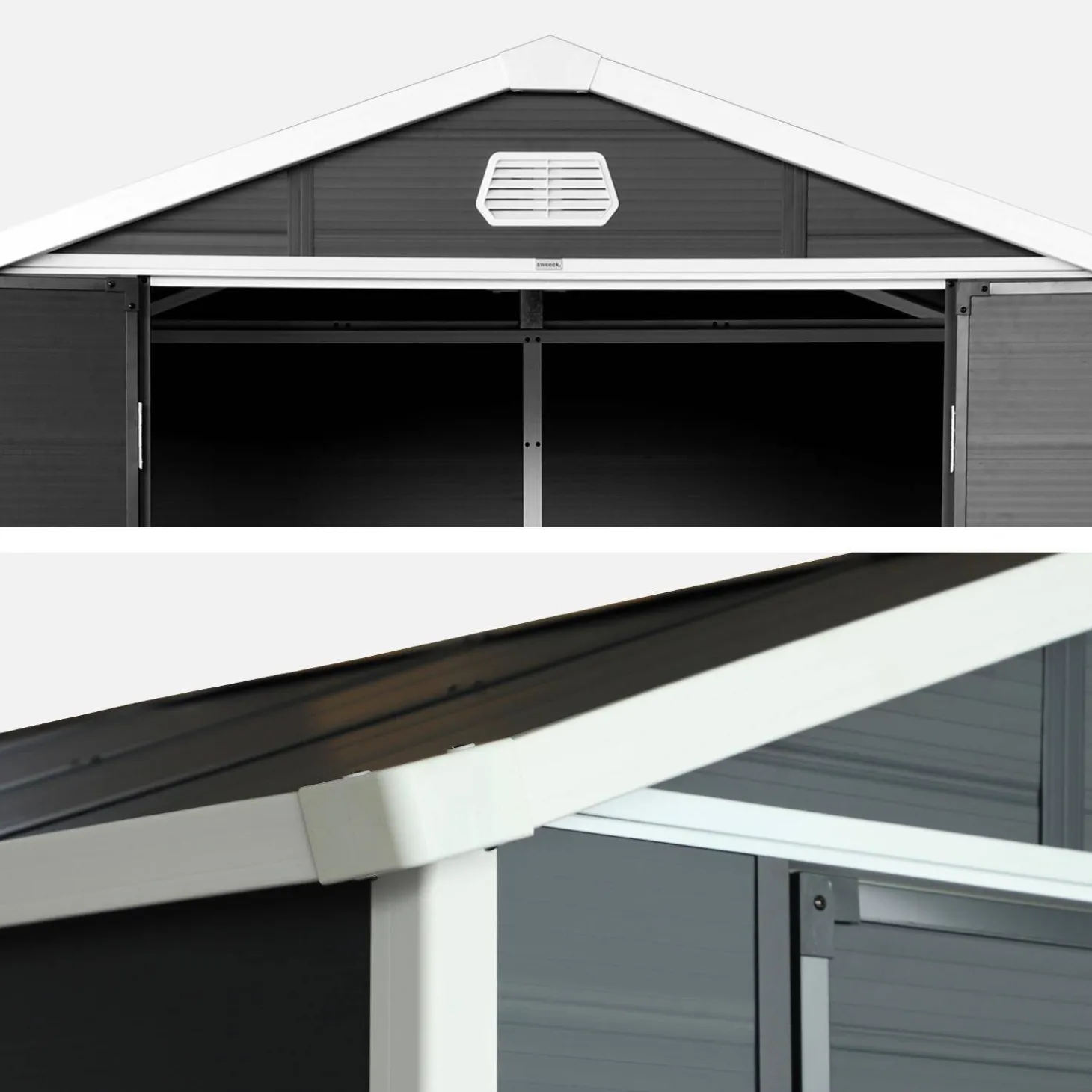 Caseta de jardín de plástico, estructura de aluminio, 3.65m²