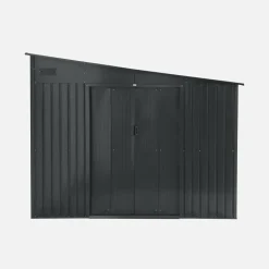 Caseta de jardín metálico adosada con kit de anclaje, 8.96m²