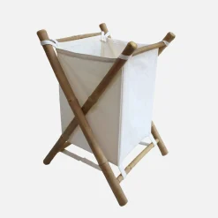 Cesto plegable de bambú y tela para la colada