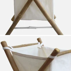 Cesto plegable de bambú y tela para la colada