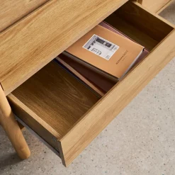 Cómoda con decoración de madera, 6 cajones