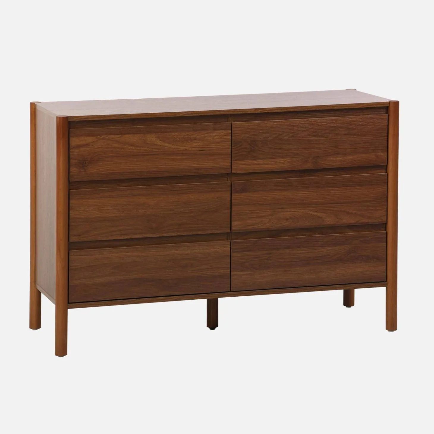 Cómoda con decoración de madera, 6 cajones