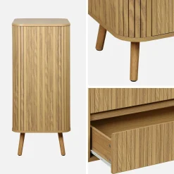 Cómoda con decoración estriada, 4 cajones
