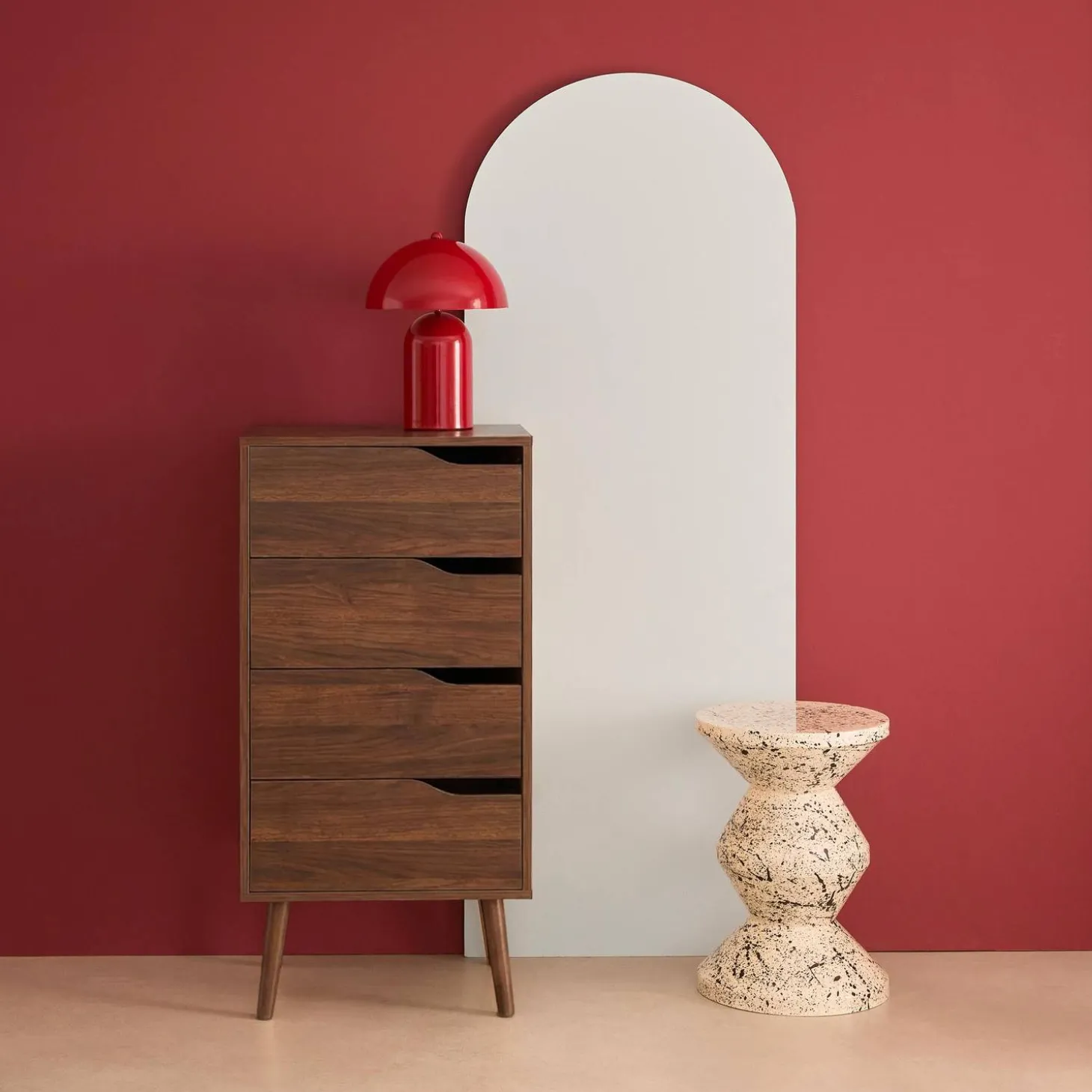Cómoda con efecto madera, 4 cajones