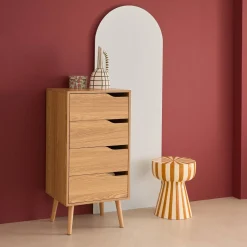 Cómoda con efecto madera, 4 cajones