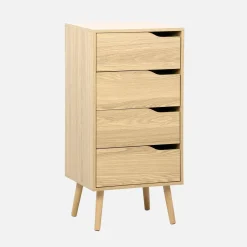 Cómoda con efecto madera, 4 cajones
