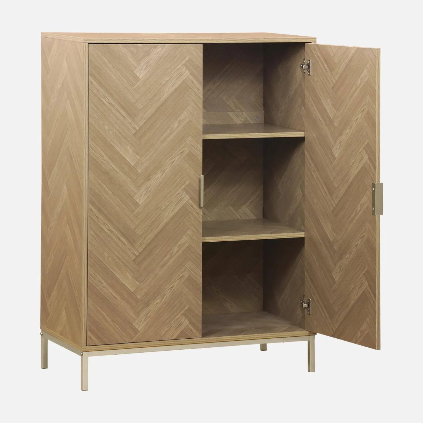 Cómoda con efecto madera y espiga de 2 puertas, 80cm
