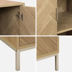 Cómoda con efecto madera y espiga de 2 puertas, 80cm
