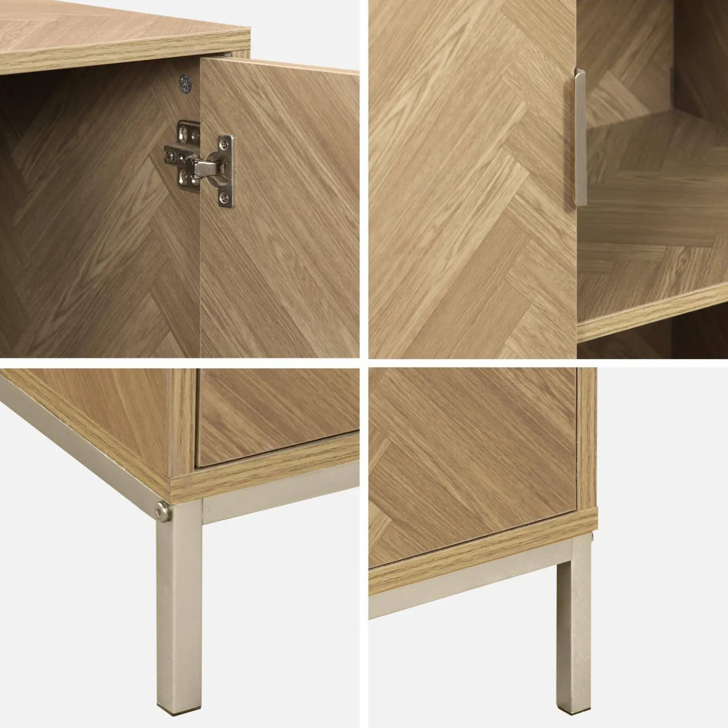Cómoda con efecto madera y espiga de 2 puertas, 80cm