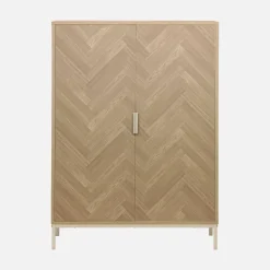 Cómoda con efecto madera y espiga de 2 puertas, 80cm