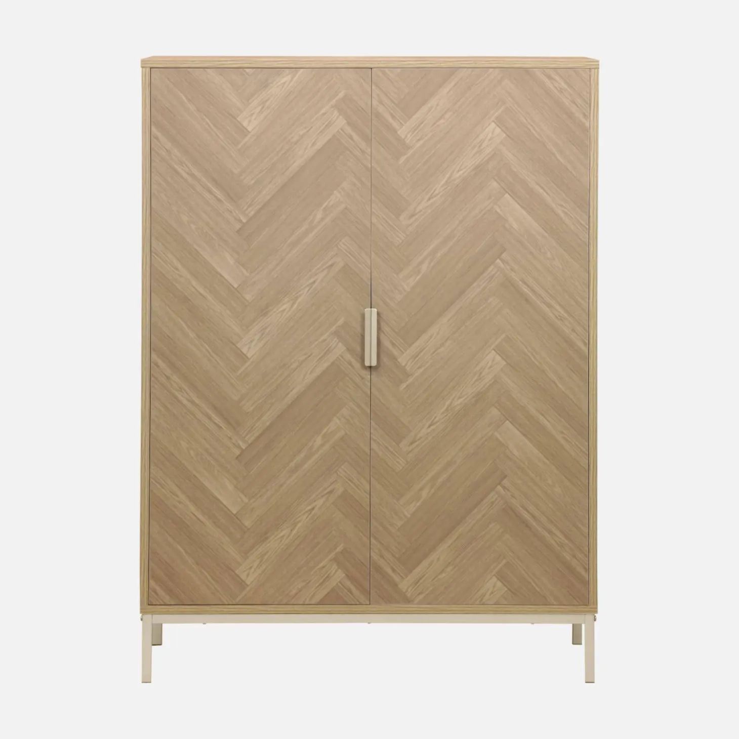 Cómoda con efecto madera y espiga de 2 puertas, 80cm