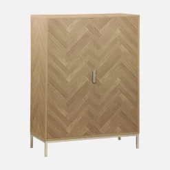 Cómoda con efecto madera y espiga de 2 puertas, 80cm