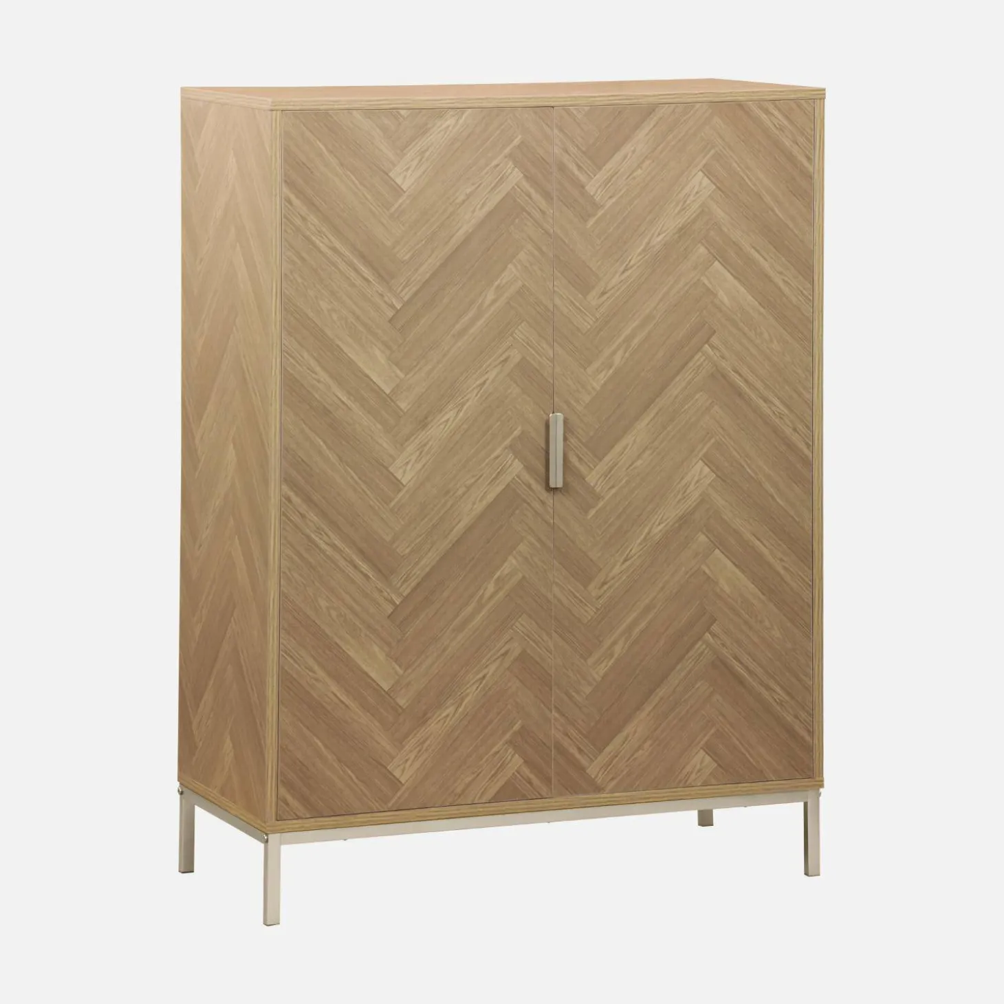 Cómoda con efecto madera y espiga de 2 puertas, 80cm