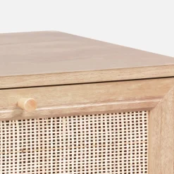 Cómoda de 4 cajones efecto madera y caña