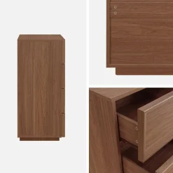 Cómoda de almacenamiento con efecto madera, 4 cajones
