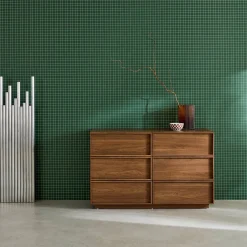 Cómoda de almacenamiento efecto madera, 6 cajones