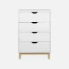 Cómoda efecto madera con patas de madera, 4 cajones