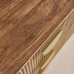 Cómoda efecto madera de mango con acabado ranurado, 6 cajones