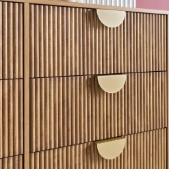 Cómoda efecto madera de mango con acabado ranurado, 6 cajones