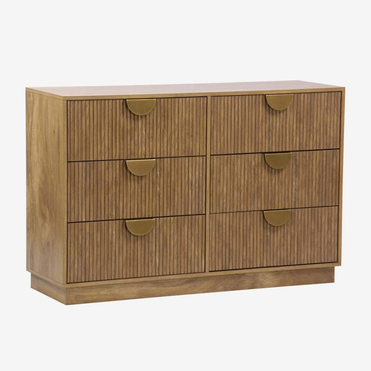 Cómoda efecto madera de mango con acabado ranurado, 6 cajones