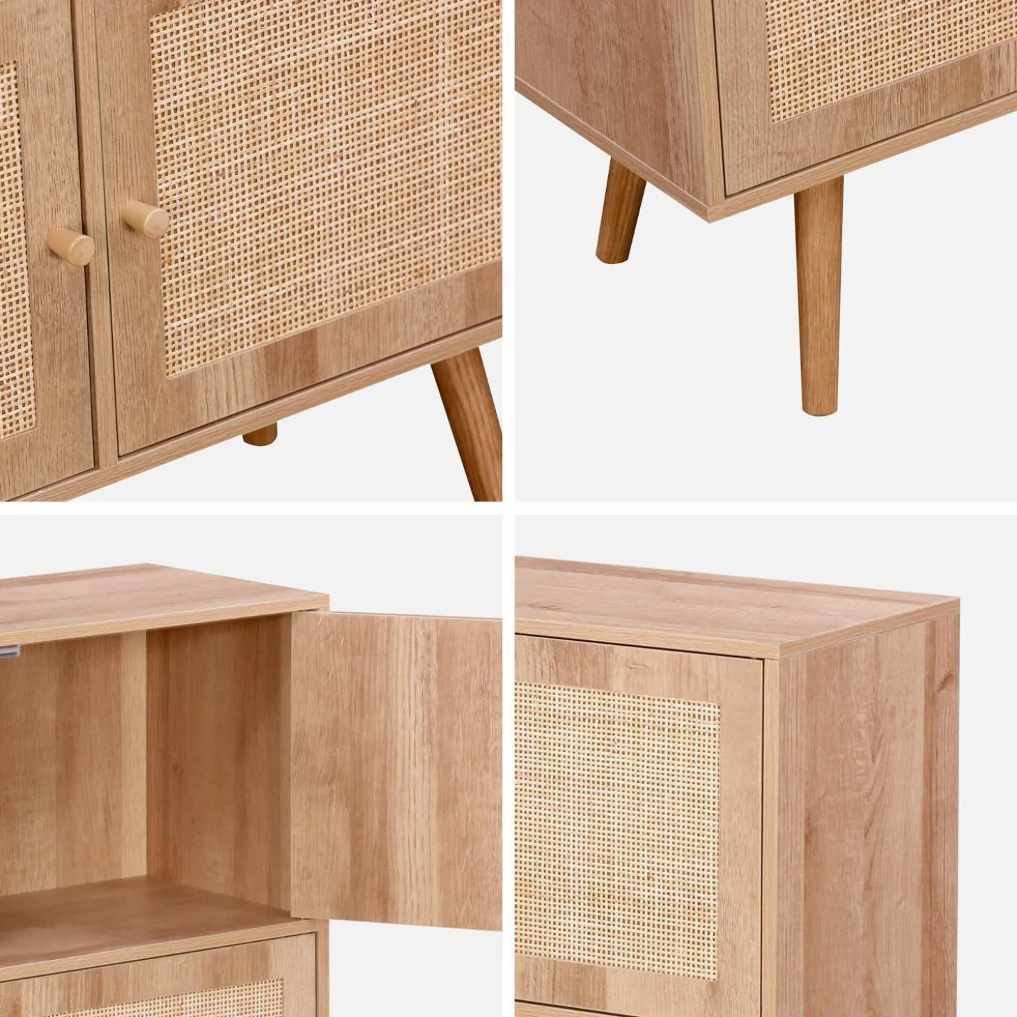Cómoda infantil con efecto madera de 4 puertas