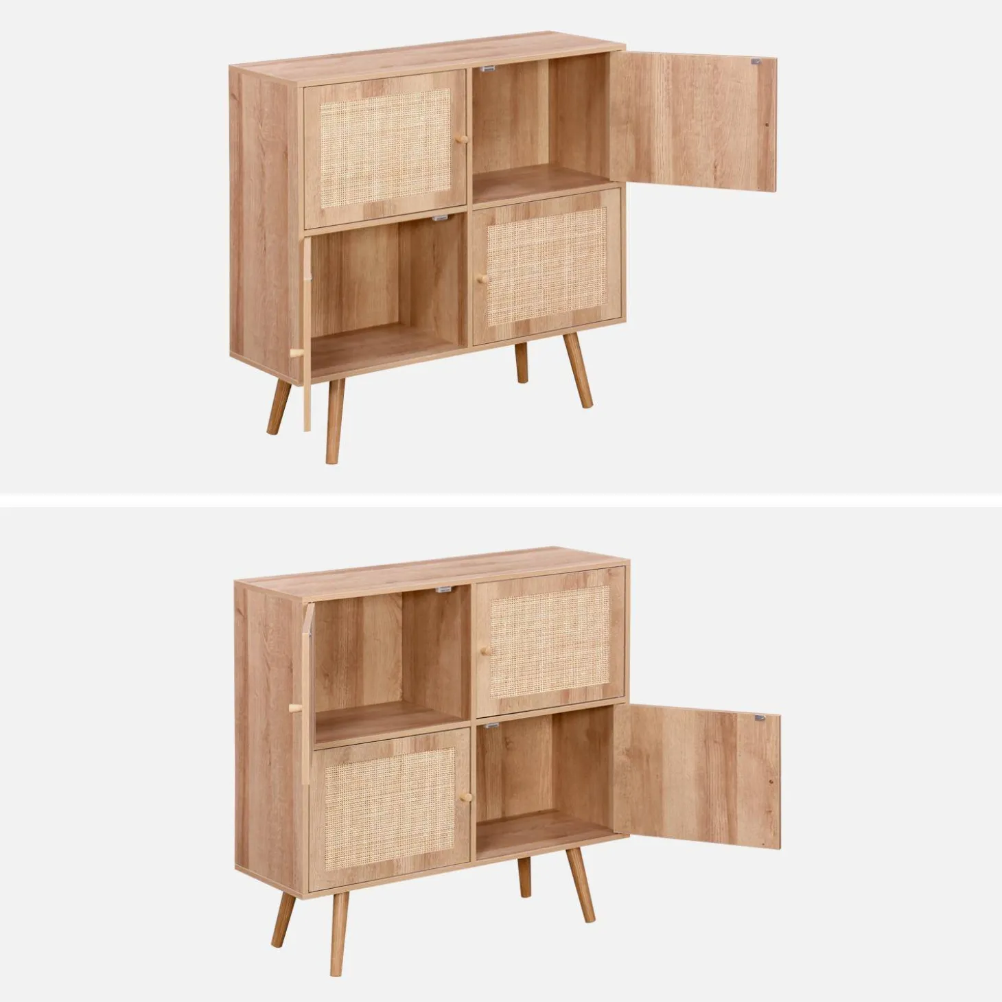 Cómoda infantil con efecto madera de 4 puertas