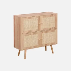 Cómoda infantil con efecto madera de 4 puertas