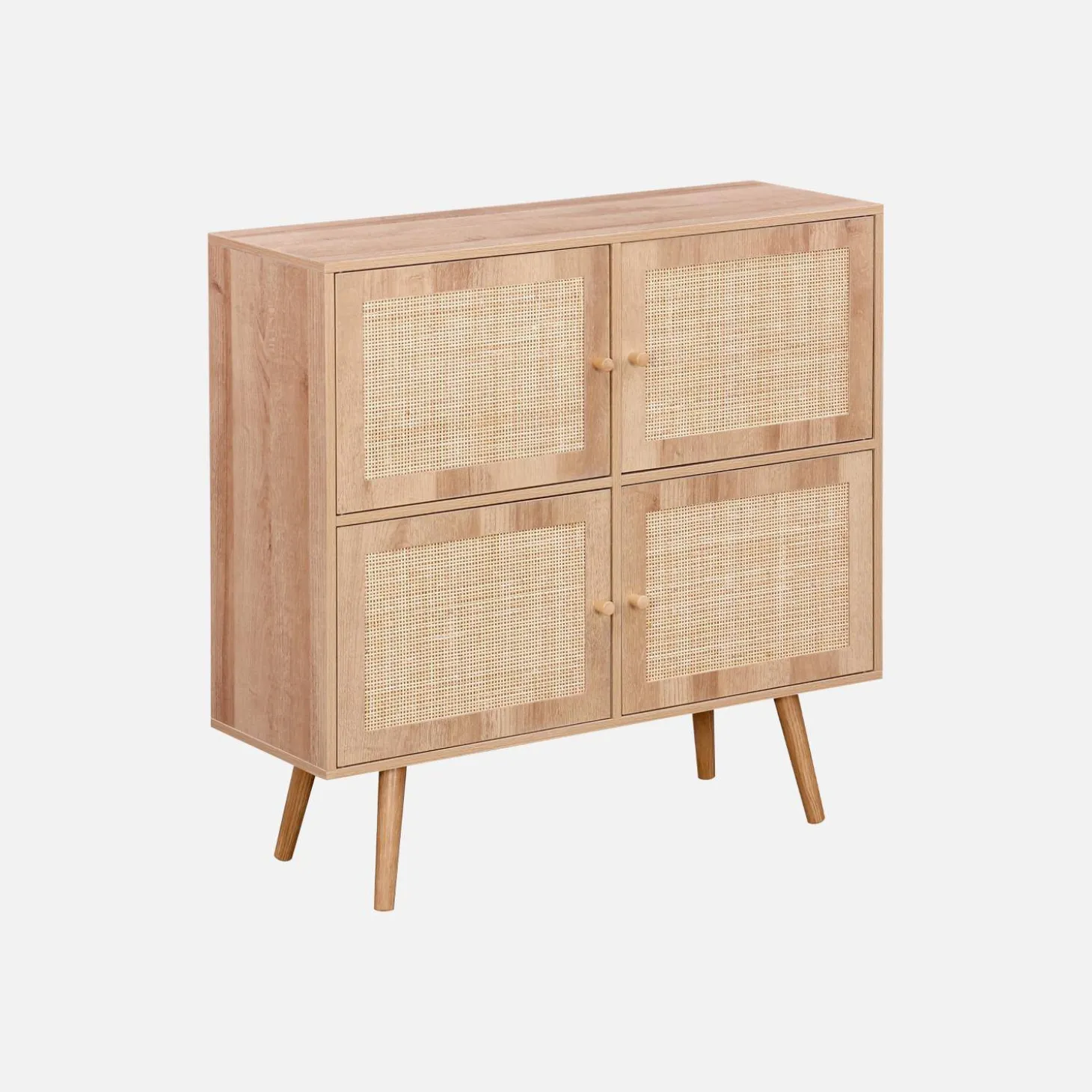 Cómoda infantil con efecto madera de 4 puertas
