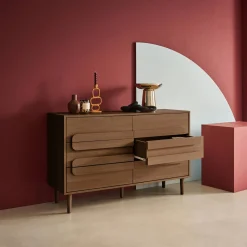 Cómoda vintage con efecto madera y 6 cajones