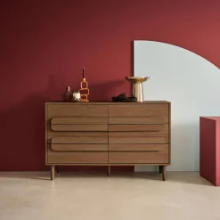 Cómoda vintage con efecto madera y 6 cajones