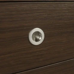 Cómoda vintage de madera y acero inoxidable con 5 cajones