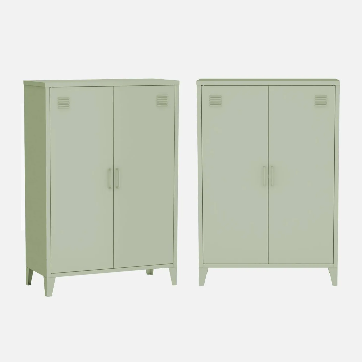 Cómoda/armario de metal de 2 puertas, set de 2