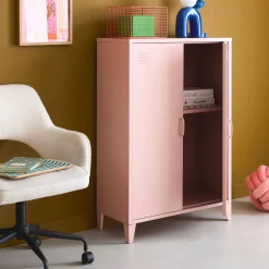 Cómoda/armario industrial de metal con 2 puertas