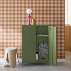 Cómoda/armario industrial de metal con 2 puertas