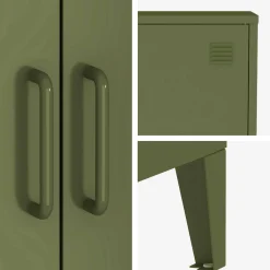 Cómoda/armario industrial de metal con 2 puertas