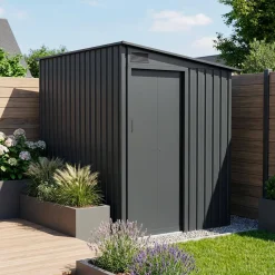 Cobertizo de jardín de acero galvanizado de 2,91m² con puerta corredera y kit de anclaje