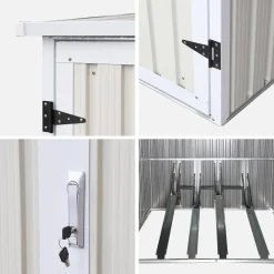 Cobertizo para bicicletas de acero galvanizado con kit de anclaje, 4 bicicletas