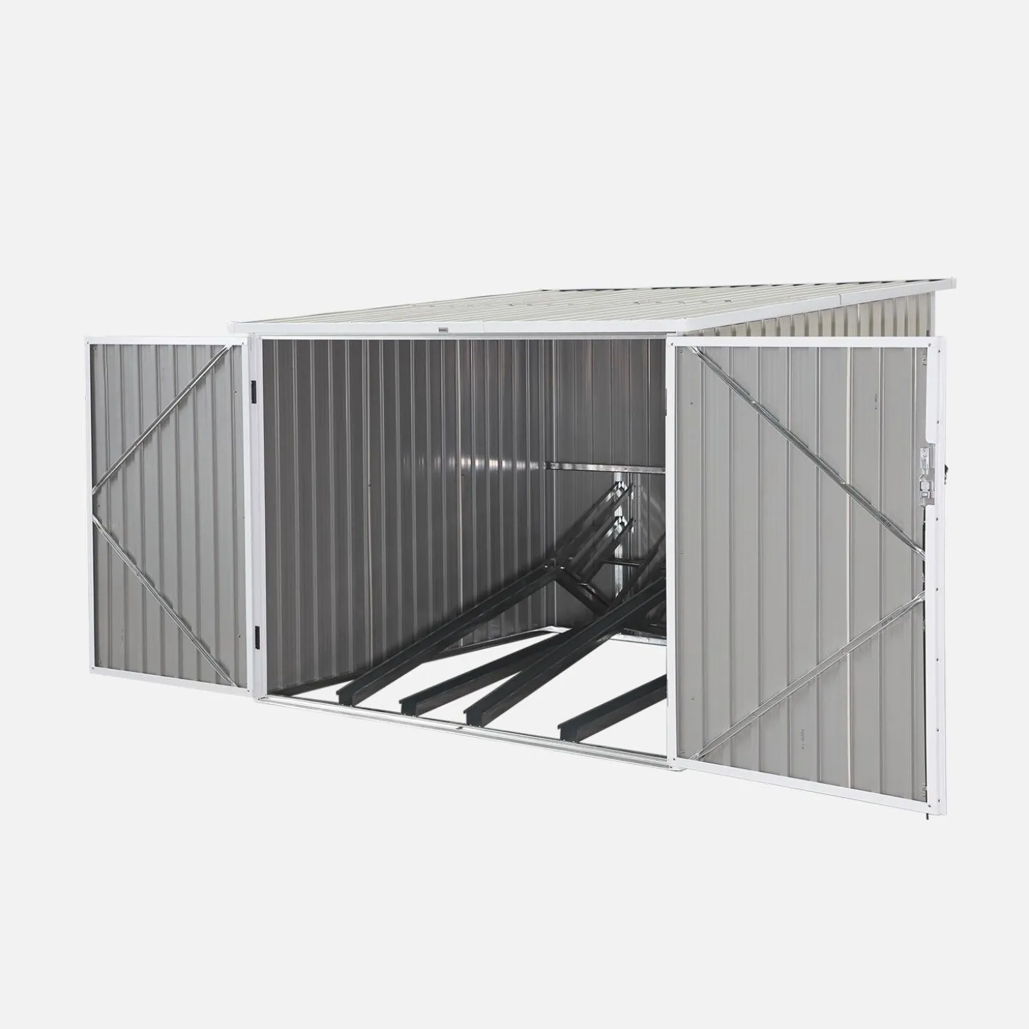Cobertizo para bicicletas de acero galvanizado con kit de anclaje, 4 bicicletas