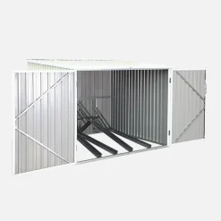 Cobertizo para bicicletas de acero galvanizado con kit de anclaje, 4 bicicletas