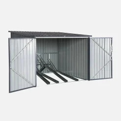 Cobertizo para bicicletas de acero galvanizado con kit de anclaje, 4 bicicletas