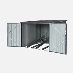 Cobertizo para bicicletas de acero galvanizado con kit de anclaje, 4 bicicletas