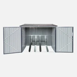 Cobertizo para bicicletas de acero galvanizado con kit de anclaje, 4 bicicletas