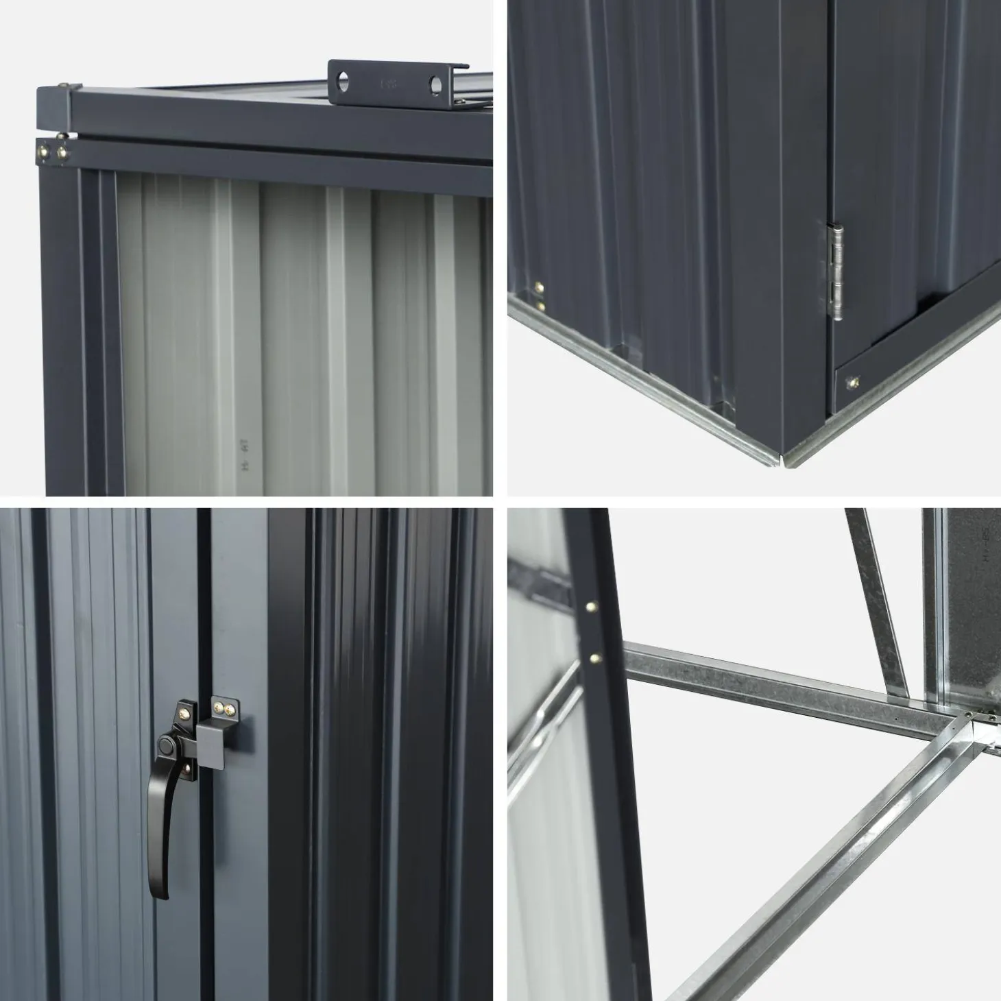 Cobertizo para cubo de basura de acero galvanizado gris