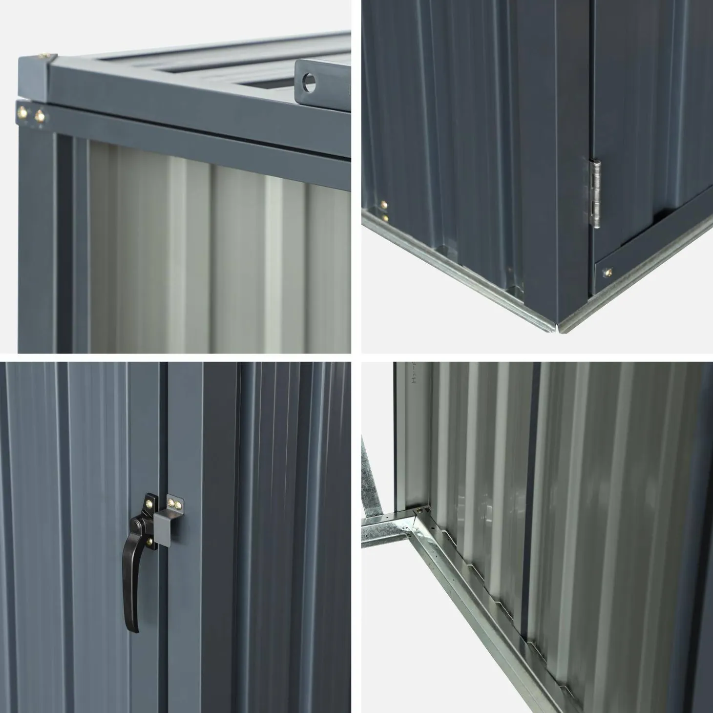 Cobertizo para cubo de basura de acero galvanizado gris